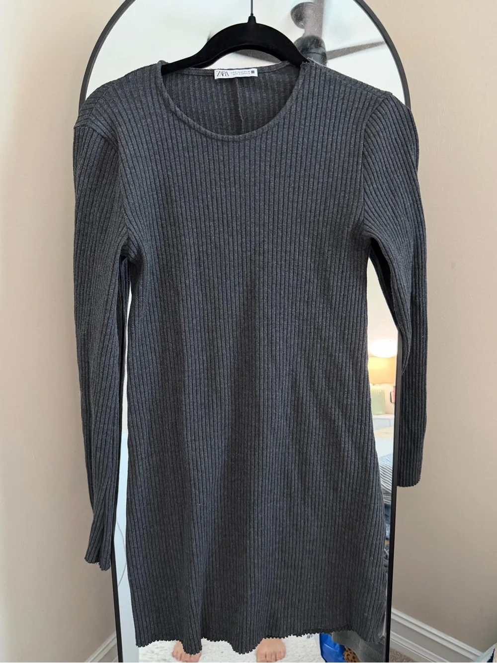 ribbed knit dress zara NWOT ZARA GREEN MARL SOFT TOUCH MIDI RIBBED KNIT